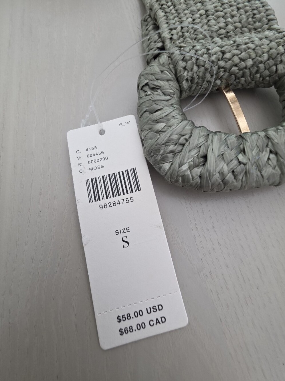 Anthropologie Raffia-Wrapped Stretch Waist Belt - Green Olive Sz S $58 - Picture 8 of 9